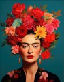 Original Frida Kahlo Flower head portrait woman